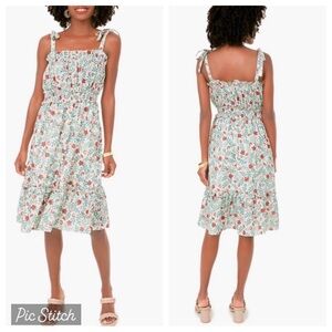 Draper James White Floral Tie-Shoulder Midi Dress